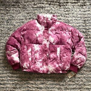 New ! Levi's Pink Tie-dye Women's Puffer Jacket, Size S